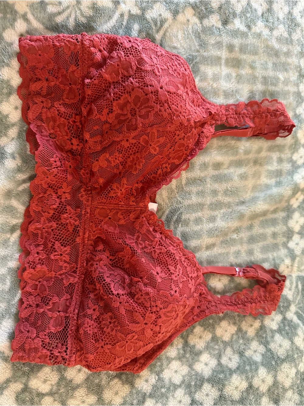 No Boundaries Red Lace Bralette with Floral Stretch Lace Large